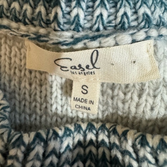 Easel Oversized Colorblock Knit Sweater Pastel Blue Peach Short Sleeve Size S - Picture 3 of 7